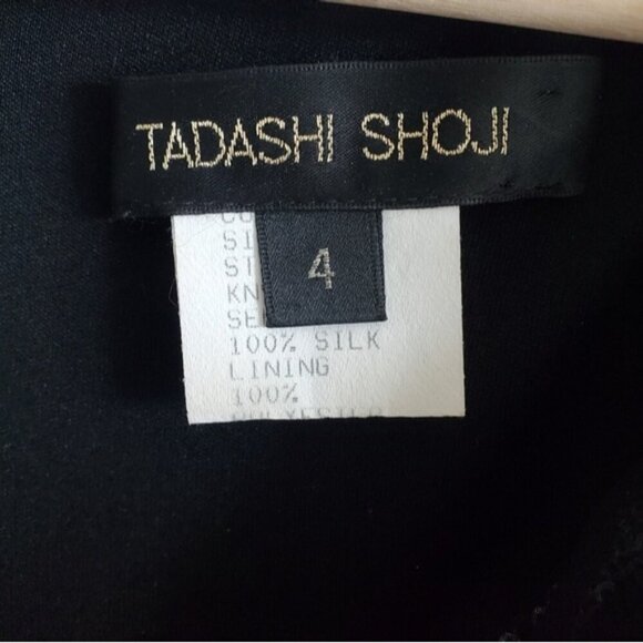 Tadashi Shoji Black Silk Sequin Sheath Dress Size 4 - Picture 10 of 11
